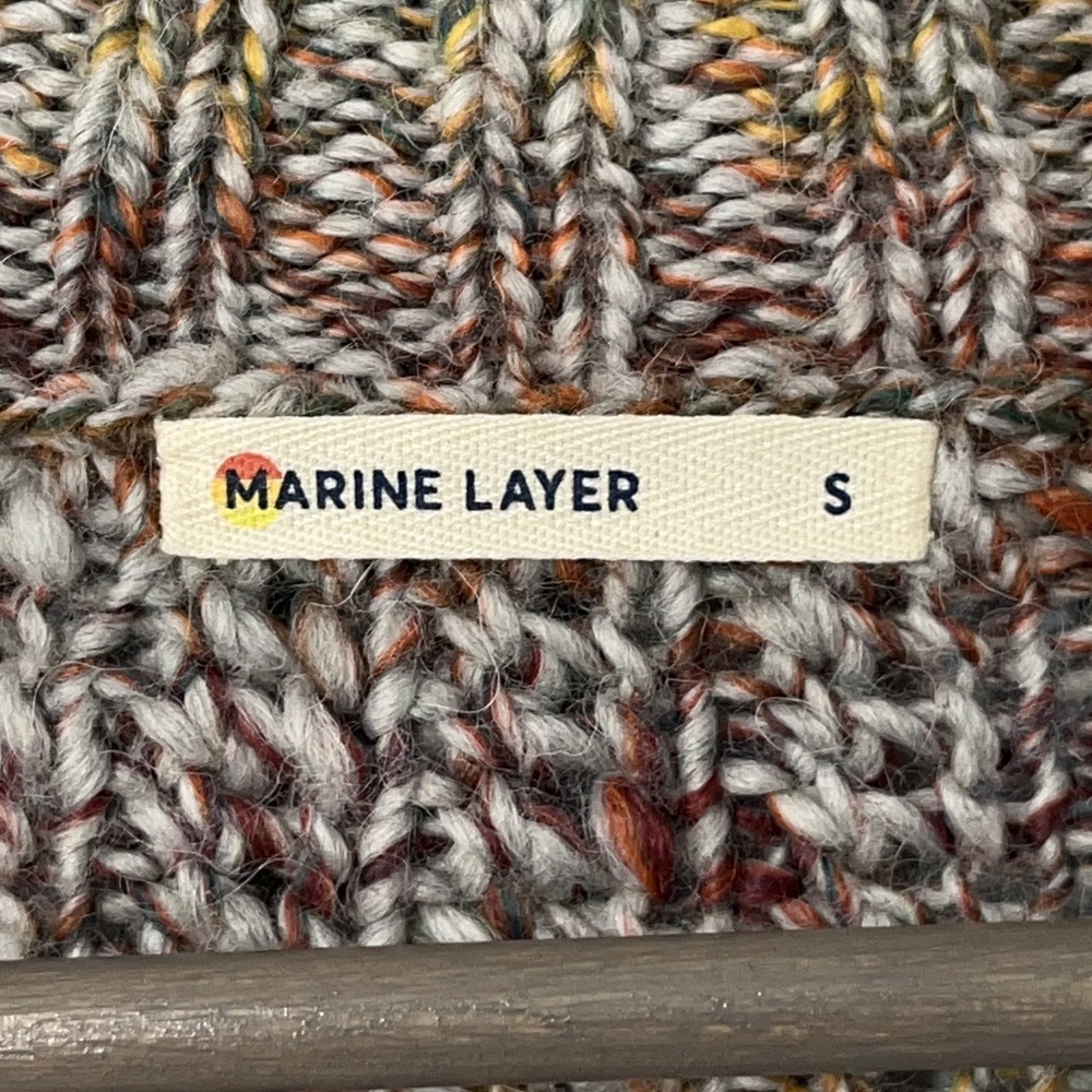 Marine Layer Ontario Cardigan Sweater Women Small Rainbow Marl Chunky Knit - Picture 4 of 14